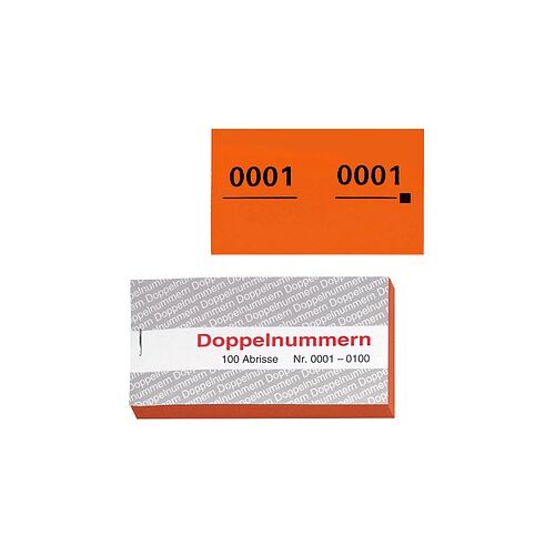 WOLF & APPENZELLER Doppelnummernblöcke 0001-0100, 0101-0200, 0201-0300, 0301-0400, 0401-0500, orange, 5 Blöcke