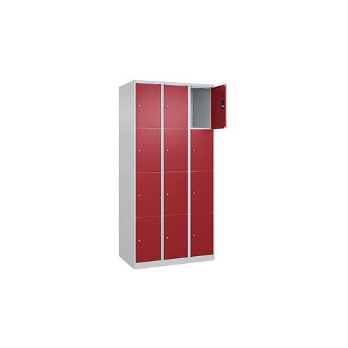CP Schließfachschrank Classic Plus lichtgrau, rubinrot 080000-304 S10001, 12 Schließfächer 90,0 x 50,0 x 185,0 cm