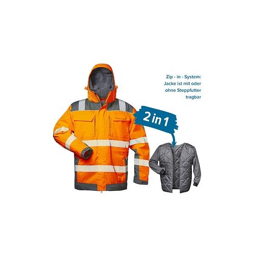 elysee® unisex Warnjacke Winter NIKLAS orange, grau Größe 2XL