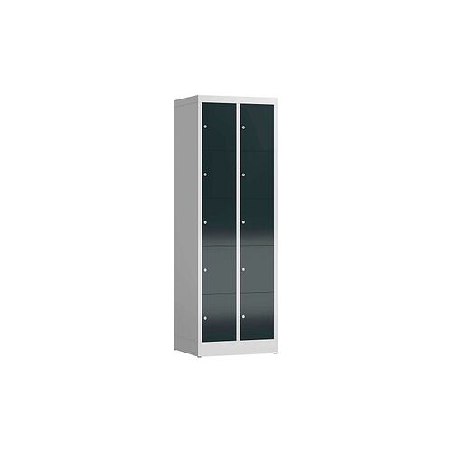 ClassiX Schließfachschrank anthrazit, lichtgrau X-520528, 10 Schließfächer 59,0 x 50,0 x 180,0 cm