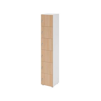 HAMMERBACHER Schließfachschrank weiß Eiche 6 Fächer HAMMERBACHER Schließfachschrank weiß Eiche 6 Fächer