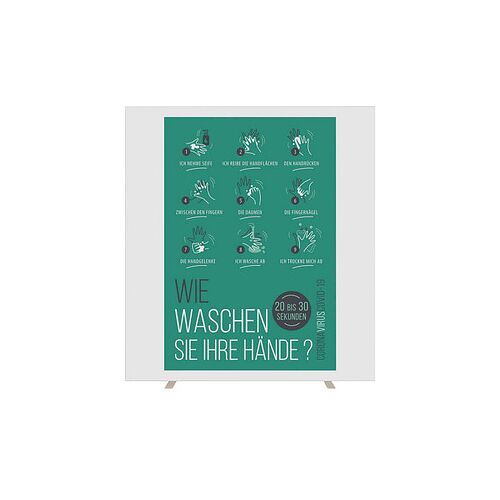 PAPERFLOW Trennwand easyScreen, Hände-Waschen weiß 160,0 x 174,0 cm, 1 St.