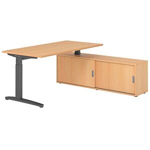 HAMMERBACHER XBE16SB höhenverstellbarer Schreibtisch buche rechteckig, C-Fuß-Gestell grau 160,0 x 80,0 cm HAMMERBACHER XBE16SB höhenverstellbarer Schreibtisch buche rechteckig, C-Fuß-Gestell grau 160,0 x 80,0 cm