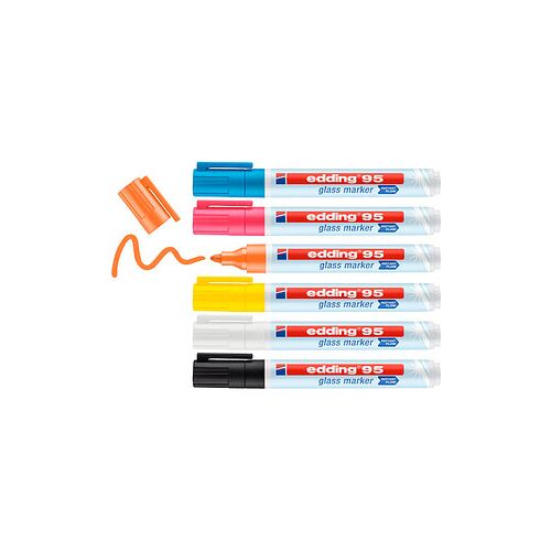 edding 95 Glasboardmarker farbsortiert 1,0 - 5,0 mm, 6 St.