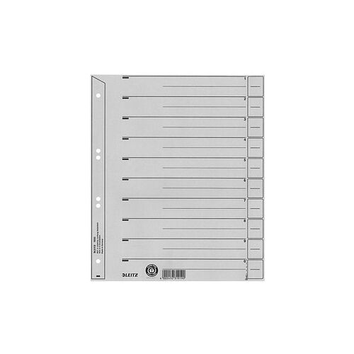 LEITZ Trennblätter 1650 DIN A4 1-0 grau, 200 g/qm, 100 St.