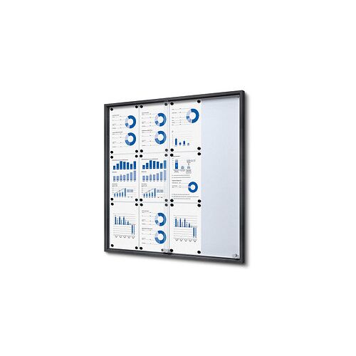 Showdown® Displays Schaukasten SLIM grau 12x DIN A4 90,6 x 5,0 x 94,8 cm, 1 St.