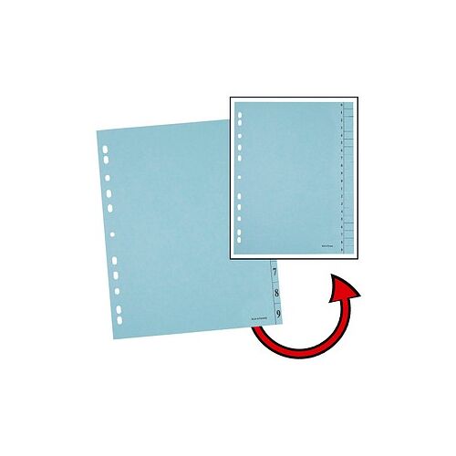 Neutral Trennblätter DIN A4 0-9 blau, 250 g/qm, 100 St.