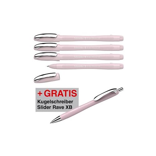 AKTION: Schneider Kugelschreiber Slider Memo pearl, Schreibfarbe: blau, 4 St. + GRATIS Schneider Kugelschreiber Slider Rave XB pearl