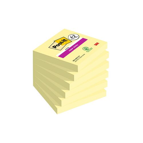 4 + 2 GRATIS: Post-it® Super Sticky Notes Haftnotizen extrastark gelb, 4 Blöcke + GRATIS 2 Blöcke