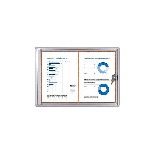 Showdown® Displays Schaukasten Economy XS Kork silber 2x DIN A4 49,1 x 2,6 x 35,0 cm, 1 St.