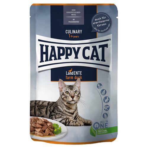 Happy Cat 24x85g Land-Ente Happy Cat Pouch Meat in Sauce Nassfutter Katze
