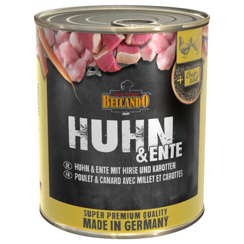 Belcando 12 x 800 g BELCANDO Super Premium Nassfutter Hund: Huhn & Ente mit Hirse & Karotten