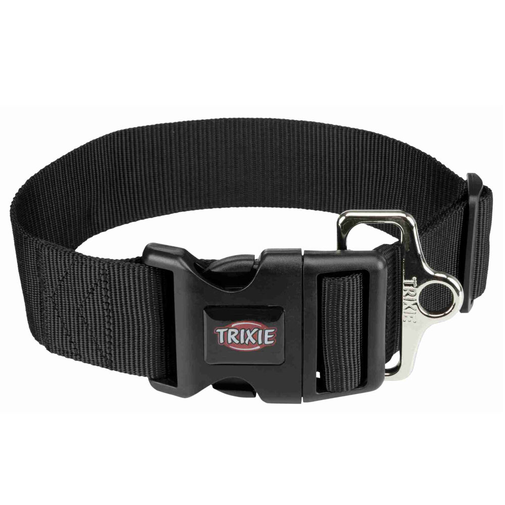 Trixie Premium Halsband, schwarz M–L 40–60cm 50mm Hund