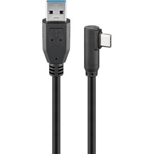 Goobay USB 3.2 GEN 1 (USB3.0) Anschlusskabel - USB-C auf USB-A - 5Gbit/s - USB-Adapter - OTG Kabel - USB-C auf USB-A Anschlusskabel - 2m - 90° - 5Gbit/s - GEN 1 - schwarz