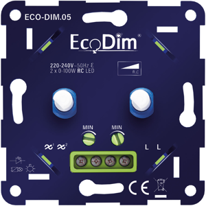 EcoDim ECO-DIM. 05 LED Duo Dimmer Phasenabschnitt 2x100W Maximum