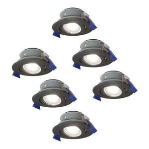 HOFTRONIC™ Satz von 6 Lima LED-Einbaustrahlers - Kippbar - 6000K - Tageslicht weiß - IP65 wasser- und staubdicht - Außenbereich - Badezimmer - Auswechselbare Lichtquelle GU10 - 5 Watt - Sicherheitsglas - Schwarz - 2 Jahre Garantie