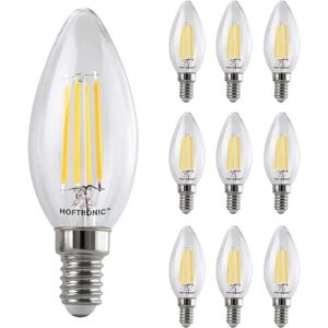 HOFTRONIC™ 10x E14 LED Filament - 4 Watt 470 Lumen - 2700K warmweißes Licht - kleine Fassung - Ersetzt 40 Watt - C37 Kerzenbirne