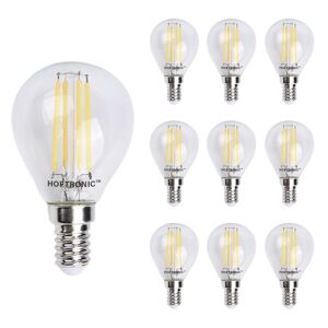 HOFTRONIC™ 10x E14 LED Filament - 4 Watt 470 Lumen - 2700K warmweißes Licht - kleine Fassung - Ersetzt 40 Watt - P45 Form
