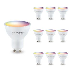 HOFTRONIC SMART Satz von 10 10x GU10 Smart Home Lampen - RGBWW - Wifi & Bluetooth - 5,5 Watt - 400lm - 120° - Dimmbar & Steuerbar via App