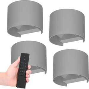 HOFTRONIC™ Satz von 4 dimmbare LED Wandleuchte Denver Grau 6 Watt - 3000K - doppelseitige Beleuchtung - IP54 - Inkl. Dimmer mit Fernbedienung