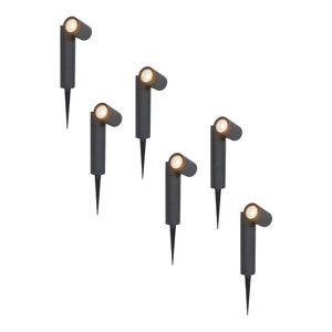 HOFTRONIC™ 6x Pinero dimmbarer LED Gartenstrahler - GU10 2700K warmweiß - Schwenkbar - Gartenstrahler - Erdspießleuchte - IP65 für den Außenbereich - Schwarz