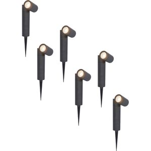 HOFTRONIC™ 6x Pinero dimmbarer LED Gartenstrahler - GU10 4000K neutralweiß - Schwenkbar - Gartenstrahler - Erdspießleuchte - IP65 für den Außenbereich - Schwarz