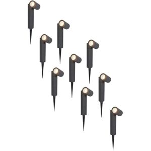 HOFTRONIC™ 9x Pinero dimmbarer LED Gartenstrahler - GU10 4000K neutralweiß - Schwenkbar - Gartenstrahler - Erdspießleuchte - IP65 für den Außenbereich - Schwarz