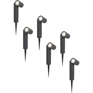 HOFTRONIC™ 6x Pinero dimmbarer LED Gartenstrahler - GU10 6000K tageslichtweiß - Kippbar - Gartenstrahler - Erdspießleuchte - IP65 für den Außenbereich - Schwarz