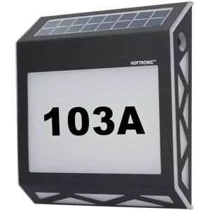 HOFTRONIC™ Numa - Solar Beleuchtete Hausnummer mit 8 LEDs - Solar Hausnummer beleuchtung - mit Dämmerungsschalter - 3000K Warmweiß - Schwarz - IP65 wasserdicht