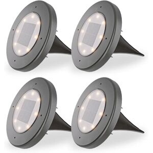 HOFTRONIC™ Ellis 4x Solar Bodeneinbaustrahler - 8 LEDs - 3000K warmweißes Licht - IP65 wasserdicht - Inkl. Dämmerungsschalter - Schwarz