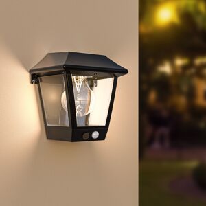 HOFTRONIC™ Cairo - Solar-Wandleuchte - mit PIR Bewegungsmelder - 3000K warmweißes Leuchtmittel - IP44 wasserdicht - Schwarz - Gartenbeleuchtung - Außenlampe