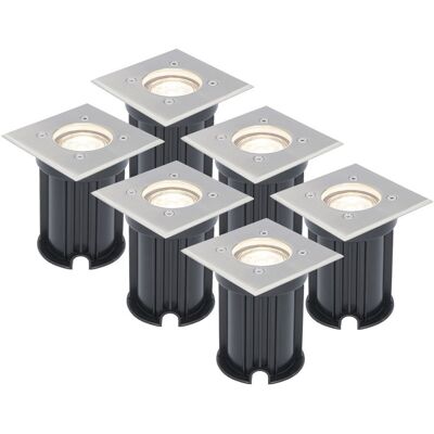 HOFTRONIC 6er Set LED Bodeneinbaustrahler außen Eckig - Dimmbar - GU10 Fassung - 4000K neutralweiß - 4W 345lm - Bodenstrahler - Einfahrt - Gartenstrahler - Edelstahl - IP64 Wasserdicht HOFTRONIC 6er Set LED Bodeneinbaustrahler außen Eckig - Dimmbar - GU10 Fassung - 4000K neutralweiß - 4W 345lm - Bodenstrahler - Einfahrt - Gartenstrahler - Edelstahl - IP64 Wasserdicht