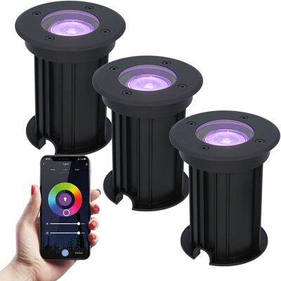 HOFTRONIC SMART 3er Set Maisy Smart Bodeneinbaustrahler außen - Ø12cm - 5.5W 345lm - RGBWW - Wifi + Bluetooth - APP-Steuerung - IP67 wasserdicht - Google Home - Amazon Alexa - Schwarz HOFTRONIC SMART 3er Set Maisy Smart Bodeneinbaustrahler außen - Ø12cm - 5.5W 345lm - RGBWW - Wifi + Bluetooth - APP-Steuerung - IP67 wasserdicht - Google Home - Amazon Alexa - Schwarz