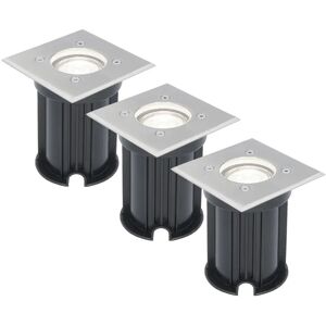 V-TAC 3x Dimmbarer LED Bodenstrahler - Quadratisch - Edelstahl - 6000K tageslichtweiß - 5 Watt - IP65 Strahlwasserdicht - 3 Jahre Garantie