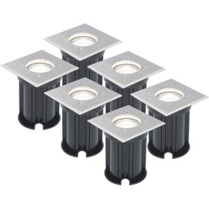 V-TAC 6x Dimmbarer LED Bodenstrahler - Quadratisch - Edelstahl - 6000K tageslichtweiß - 5 Watt - IP65 Strahlwasserdicht - 3 Jahre Garantie