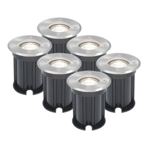 V-TAC 6x Dimmbarer LED Bodenstrahler - Rund - Edelstahl - 6000K tageslichtweiß - 5 Watt - IP65 Strahlwasserdicht - 2 Jahre Garantie