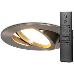 HOFTRONIC™ Satz von 20 Dimmbarer LED Einbaustrahler Rome - Edelstahl - 6 Watt- Kippbar - 2700K warm weiß - IP44 - Inklusive Fernbedienung - Ultra flach