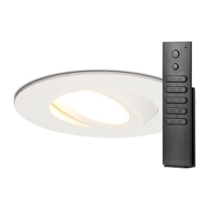 HOFTRONIC™ Komplettset 20 Stück LED Einbaustrahlern Napels IP65 8 Watt 2700K dimmbar 360° Schwenkbar Weiß  inkl. Fernbedienung