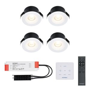 HOFTRONIC™ 4x Cadiz - Mini 12V LED Downlight weiß mit Trafo und Wanddimmer - 3 Watt - Dimmbar - IP44 wasserdicht für den Außenbereich - 2700K Warmweiß - Geringe Einbautiefe 26mm - Für Veranda, Bad, Carport und Innenbereich