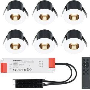 HOFTRONIC™ 6x Betty weißes LED-Downlight Komplett-Set - Dimmbar - 12V - 3 Watt - Verandabeleuchtung - Innen und Außenbereich - 2700K warmweiß