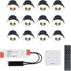 HOFTRONIC™ 12x Betty weißes LED-Downlight Komplett-Set mit Wanddimmer - 12V - 3 Watt - Verandabeleuchtung - Außenbereich - 2700K warmweiß