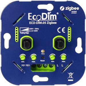 Ecodim Zigbee Smart LED Duo Einbaudimmer - 2x 0-100 Watt - Phasenabschaltung - Kompatibel mit Funkschalter - ECO-DIM.05 Zigbee