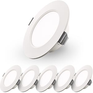 HOFTRONIC™ 6er-Set Georgia LED Einbaustrahler Ultra Flach - Deckenspot weiß - Einbautiefe 25mm - 6W 490lm - Rund - 6500K Kaltweiß - Ø120 mm - IP20 für Innen