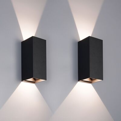 HOFTRONIC Set mit 2 Miles S LED Wandleuchten dimmbar – Up- und Downlight für außen – 3000K warmweiß – 10 Watt 760 Lumen – IP65 wasserdicht – Schwarz – Außenbeleuchtung HOFTRONIC Set mit 2 Miles S LED Wandleuchten dimmbar – Up- und Downlight für außen – 3000K warmweiß – 10 Watt 760 Lumen – IP65 wasserdicht – Schwarz – Außenbeleuchtung