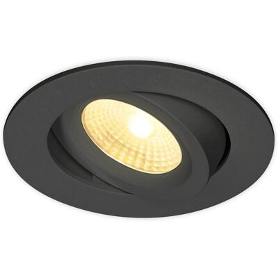 HOFTRONIC Salerno LED Einbaustrahler - 8W 650lm - 2700K warmweiß - Dimmbar - Rund - Schwenkbar - IP44 Wasserdicht - Schwarz - Für Innen, Außen und Bad HOFTRONIC Salerno LED Einbaustrahler - 8W 650lm - 2700K warmweiß - Dimmbar - Rund - Schwenkbar - IP44 Wasserdicht - Schwarz - Für Innen, Außen und Bad