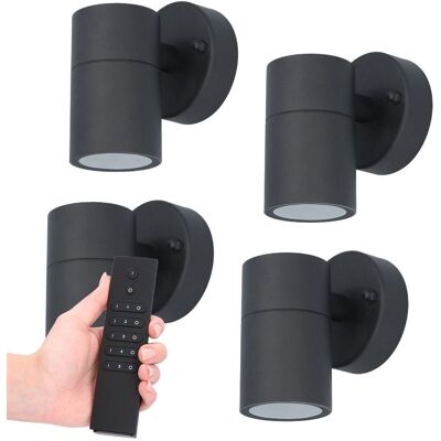 HOFTRONIC 4x Mason LED-Wandleuchte - Dimmbar - 4 Watt 345 Lumen - IP44 Wasserdicht - GU10 - 2700K warmweiß - Innen- und Außenbereich - Schwarz - Inkl. Dimmer mit Fernbedienung - Gartenbeleuchtung HOFTRONIC 4x Mason LED-Wandleuchte - Dimmbar - 4 Watt 345 Lumen - IP44 Wasserdicht - GU10 - 2700K warmweiß - Innen- und Außenbereich - Schwarz - Inkl. Dimmer mit Fernbedienung - Gartenbeleuchtung