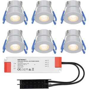 HOFTRONIC™ Milano – 6er Set LED-Einbaustrahler 12 Volt - Beleuchtung Terrassenüberdachung - Komplettset - Plug & Play - IP65 wasserdicht - 3 Watt - LED 2700K 200 Lumen - Edelstahl