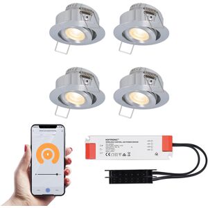 HOFTRONIC SMART Sienna – 4er Smart LED-Einbaustrahler 12 Volt - Beleuchtung Terrassenüberdachung - Komplettset - Wifi & Bluetooth - Plug & Play - Schwenkbar - IP44 - LED 2700K warmweiß - 200 Lumen - 3 Watt - Edelstahl