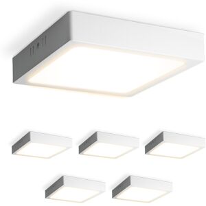 HOFTRONIC™ 6er-Set Carolina Aufbaustrahler quadratisch - 12 Watt 1160 Lumen - Weiß - 2700K warmweiß - LED-Downlight - IP20 staubdicht - 160mm