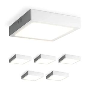 HOFTRONIC™ 6er-Set Carolina Aufbaustrahler quadratisch - 12 Watt 1160 Lumen - Weiß - 4000K neutralweiß - LED-Downlight - IP20 staubdicht - 160mm